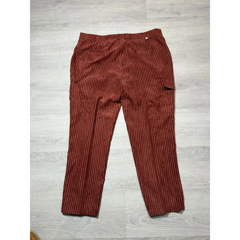 Stacy Adam’s Mens Jacket And Pants Set Rust Corduroy Zip Pockets Lined Size 3XL
